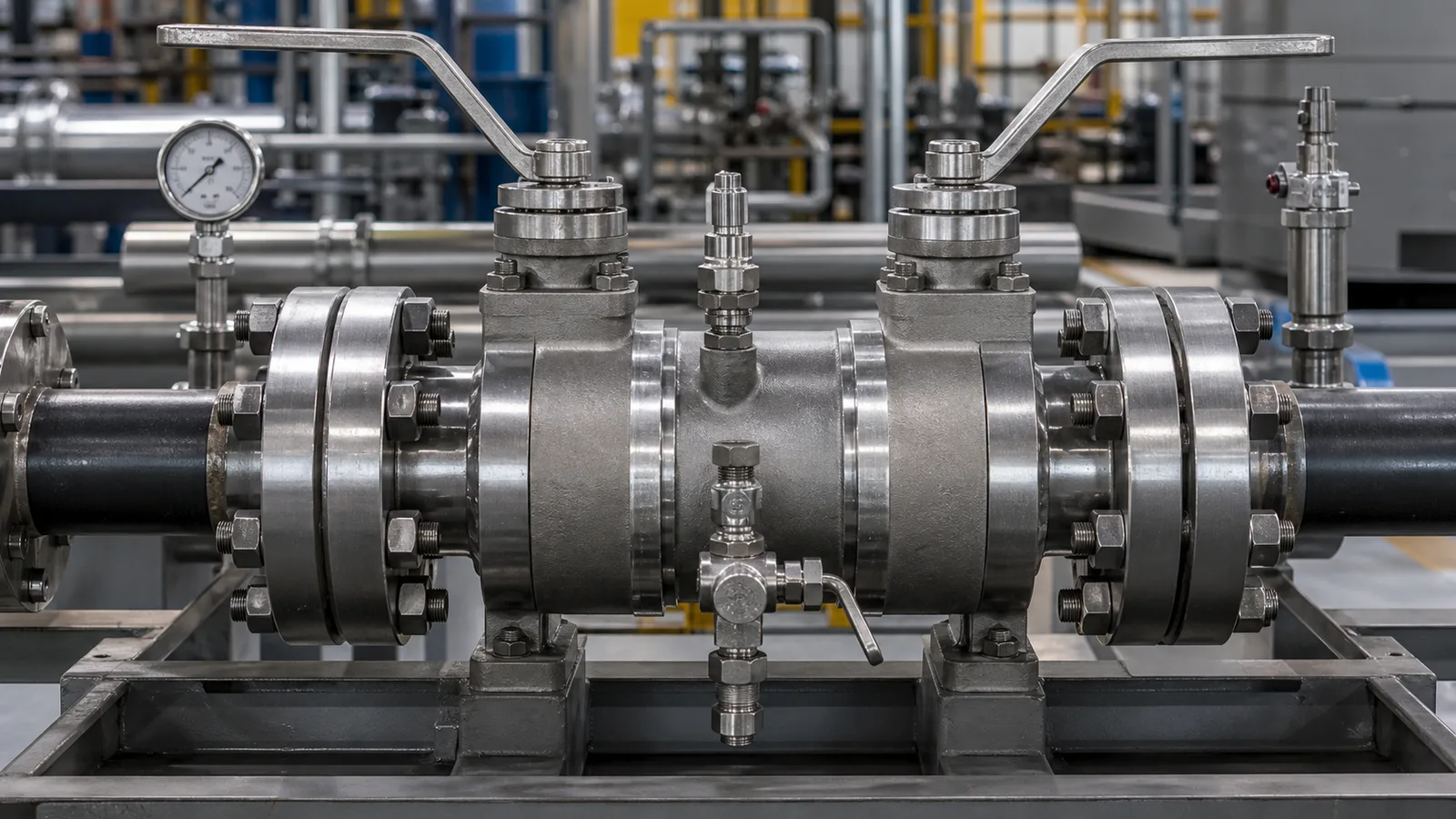 DBB ball valve for pipeline isolation and bleed service