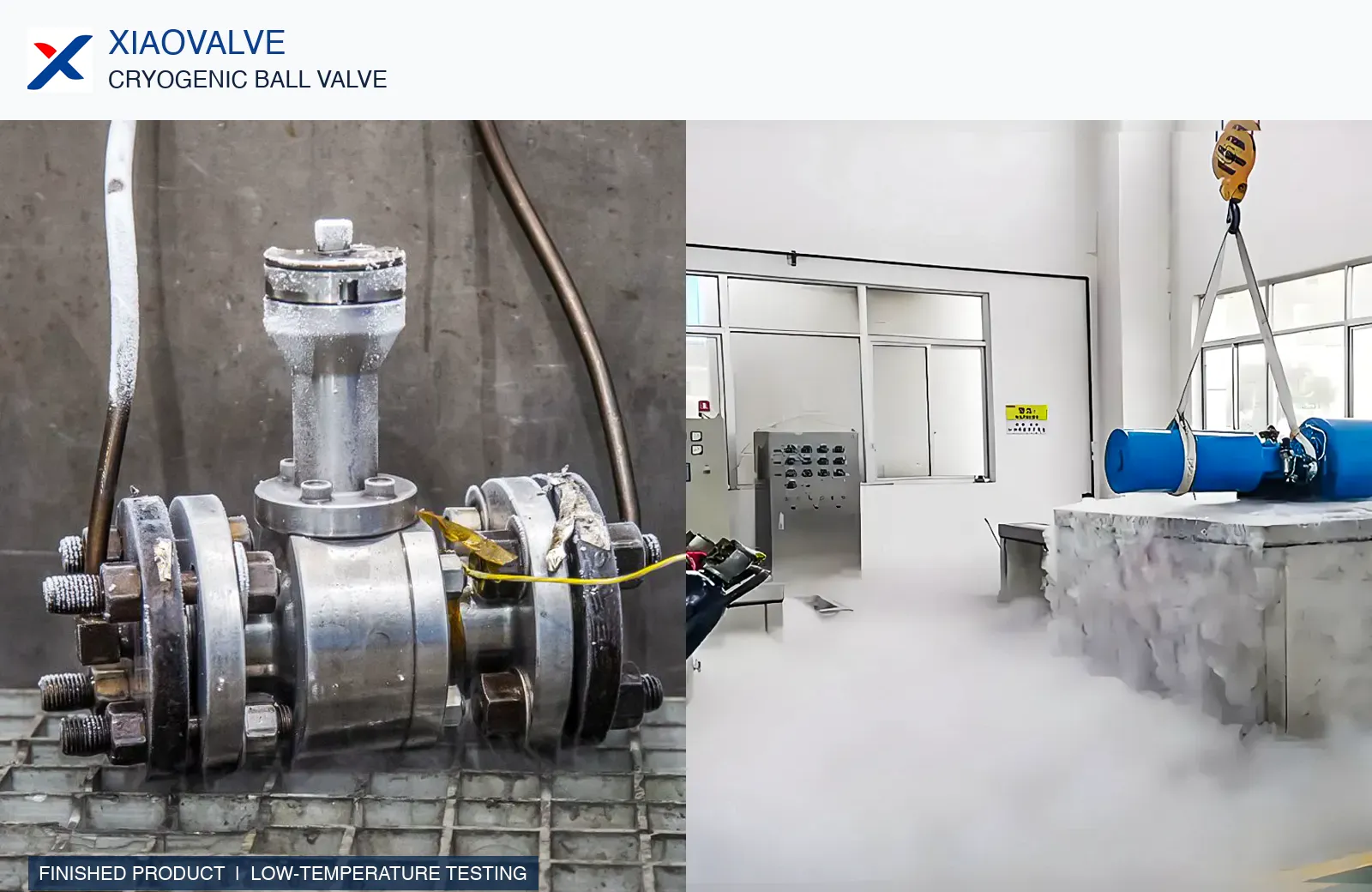 XIAOVALVE cryogenic ball valve product and low-temperature testing photos